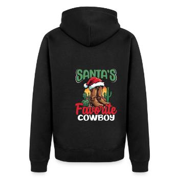 Santas Lieblings Cowboy Western Weihnachtsfeiertag - Unisex Premium Bio Zip Hoodie - Schwarz - Hinten - Nico (187cm)