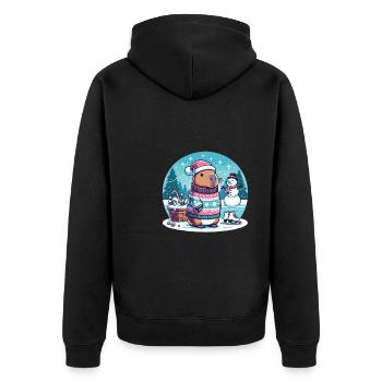 Noël festif Capybara d’hiver - Veste à capuche bio Premium Unisexe - noir - Dos - Nico (187cm)