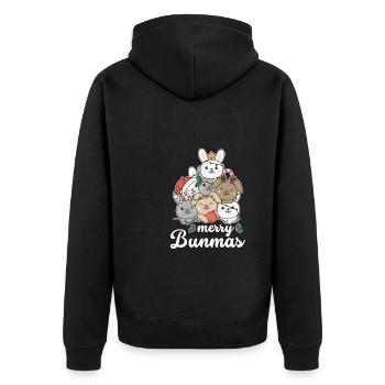 Merry Bunma's Pun Bunny Christmas - Unisex Premium Organic Zip Hoodie - black - Back - Nico (187cm)