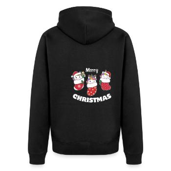 Cute unicorns in Christmas socks for Christmas - Unisex Premium Organic Zip Hoodie - black - Back - Nico (187cm)