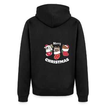 Cute cats in Christmas socks for Christmas - Unisex Premium Organic Zip Hoodie - black - Back - Nico (187cm)