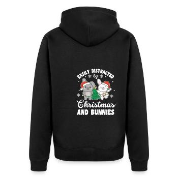 Facilement distrait par Noël et les lapins - Veste à capuche bio Premium Unisexe - noir - Dos - Nico (187cm)
