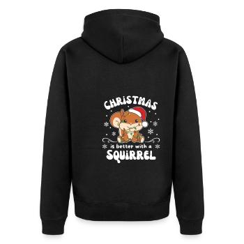 Christmas is better with a squirrel - Unisex Premium Organic Zip Hoodie - black - Back - Nico (187cm)