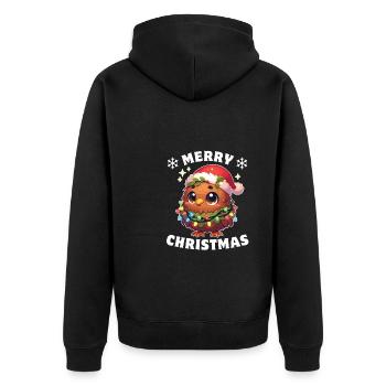 Weihnachtsmütze Weihnachten Lichterkette Kiwi - Unisex Premium Bio Zip Hoodie - Schwarz - Hinten - Nico (187cm)