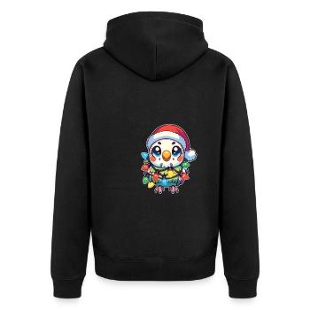 Christmas Fairy Lights Budgie - Unisex Premium Organic Zip Hoodie - black - Back - Nico (187cm)