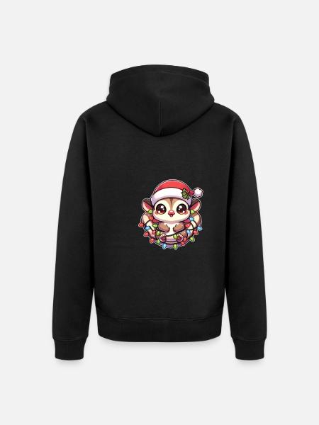 Weihnachten Lichterkette Kurzkopfgleitbeutler - Unisex Premium Bio Zip Hoodie - Schwarz