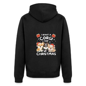 Je veux un corgi pour Noël chiens mignons - Veste à capuche bio Premium Unisexe - noir - Dos - Nico (187cm)