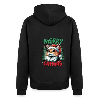 Merry Catmas Funny Cats Christmas - Unisex Premium Organic Zip Hoodie - black - Back - Nico (187cm)