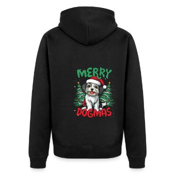 Merry Dogmas Funny Dogs Christmas - Unisex Premium Organic Zip Hoodie - black - Back - Nico (187cm)