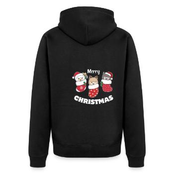 De jolis alpagas en chaussettes de Noël - Veste à capuche bio Premium Unisexe - noir - Dos - Nico (187cm)