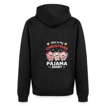 Weihnachten Axolotl Weihnachts Schlafanzug - Unisex Premium Bio Zip Hoodie - Schwarz - Hinten - Nico (187cm)