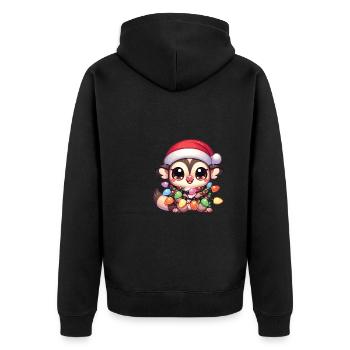 Christmas String Lights Sugar Gliders - Unisex Premium Organic Zip Hoodie - black - Back - Nico (187cm)