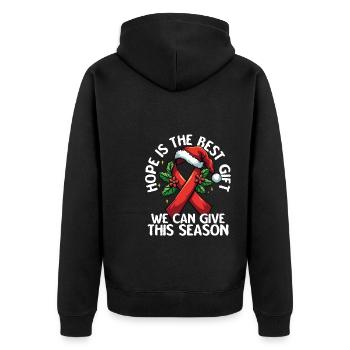 Hope Is The Best Gift AIDS Awareness - Unisex Premium Organic Zip Hoodie - black - Back - Nico (187cm)