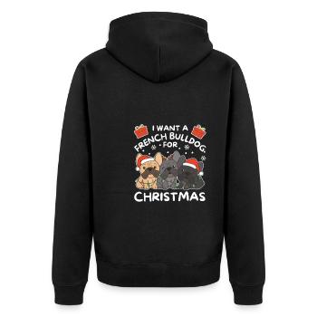 Je veux un bouledogue français pour Noël - Veste à capuche bio Premium Unisexe - noir - Dos - Nico (187cm)