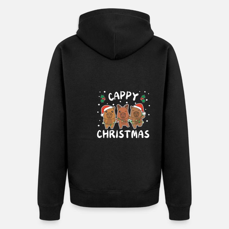 Joyeux Noël Doux Capybara Noël - Veste à capuche bio Premium Unisexe - noir