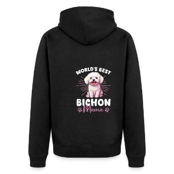 Bichon frisé Groovy Bichon Mama - Veste à capuche bio Premium Unisexe - noir - Dos - Nico (187cm)