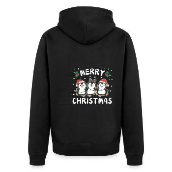 Merry Christmas süßer Pinguin Weihnachtliches - Unisex Premium Bio Zip Hoodie - Schwarz - Hinten - Nico (187cm)