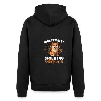 Shiba Inu Groovy Shiba Mom - Unisex Premium Bio Zip Hoodie - Schwarz - Hinten - Nico (187cm)