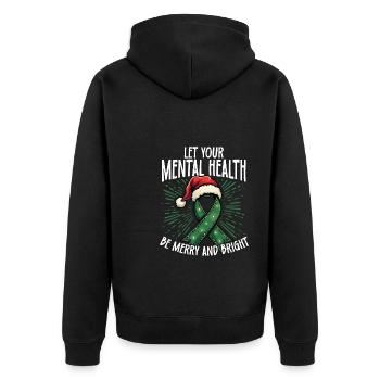 Let your mental health be happy and happy - Unisex Premium Organic Zip Hoodie - black - Back - Nico (187cm)
