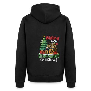 Wishing you a Steam-Powered Christmas - Unisex Premium Organic Zip Hoodie - black - Back - Nico (187cm)