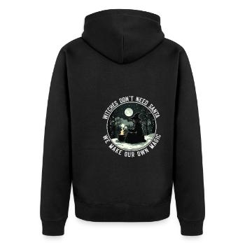 Witches Don't Need Santa Holiday Solstice Magic - Unisex Premium Organic Zip Hoodie - black - Back - Nico (187cm)