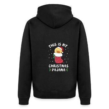 Das Ist Mein Weihnachtspyjama, Süßes Ente - Unisex Premium Bio Zip Hoodie - Schwarz - Hinten - Nico (187cm)