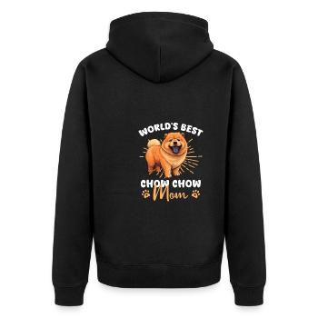 Chow Chow Groovy Chow Chow Mom - Unisex Premium Bio Zip Hoodie - Schwarz - Hinten - Nico (187cm)