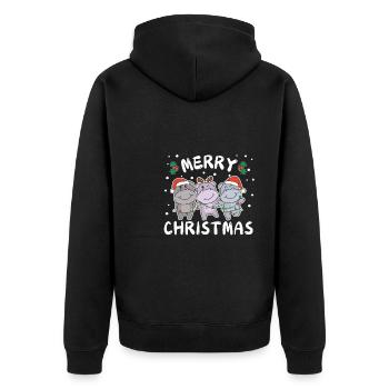 Joyeux Noël Hippopotame doux Hippopotames de Noël - Veste à capuche bio Premium Unisexe - noir - Dos - Nico (187cm)