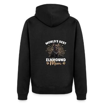 Chien d’élan norvégien Groovy Elkhound Mom - Veste à capuche bio Premium Unisexe - noir - Dos - Nico (187cm)