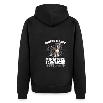 Zwergschnauzer Groovy Schnauzer Mama - Unisex Premium Bio Zip Hoodie - Schwarz - Hinten - Nico (187cm)