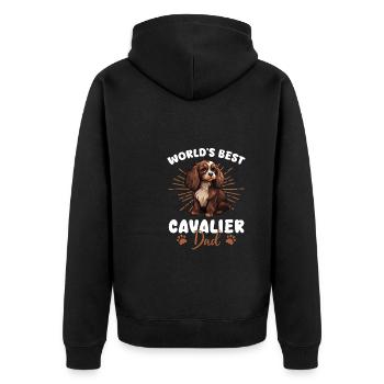 Cavalier King Charles Spaniel Dog Cavalier Dad - Unisex Premium Organic Zip Hoodie - black - Back - Nico (187cm)