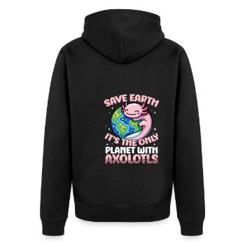 Ist der einzige Planet mit Axolotls Earth Day - Unisex Premium Bio Zip Hoodie - Schwarz - Hinten - Nico (187cm)