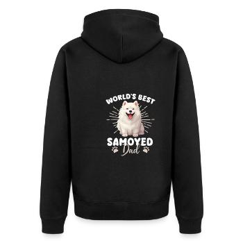 Samoyed Groovy Samoyed Dad - Unisex Premium Organic Zip Hoodie - black - Back - Nico (187cm)