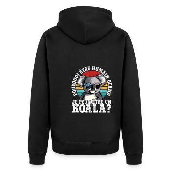 Pourquoi être humain quand je peux être un koala ? - Veste à capuche bio Premium Unisexe - noir - Dos - Nico (187cm)