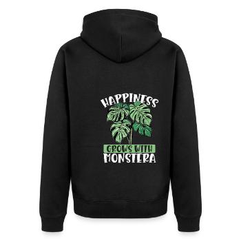 Le bonheur grandit avec Monstera – - Veste à capuche bio Premium Unisexe - noir - Dos - Nico (187cm)
