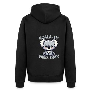 Koala-ty Vibes Only Cute Funny Koala - Unisex Premium Bio Zip Hoodie - Schwarz - Hinten - Nico (187cm)