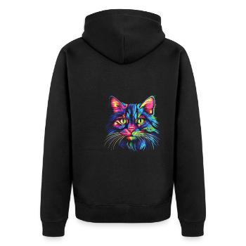 Chat Aquarelles Chats Colorés - Veste à capuche bio Premium Unisexe - noir - Dos - Nico (187cm)