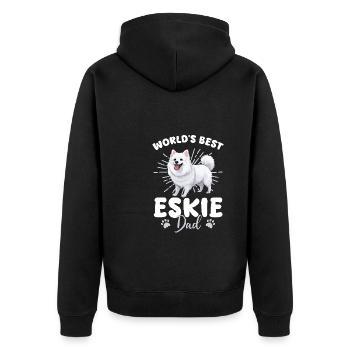 American Eskimo Hund Dog Eskie Dad - Unisex Premium Bio Zip Hoodie - Schwarz - Hinten - Nico (187cm)