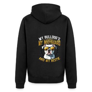 American Bulldog My Bodyguard My Bestie Dog - Unisex Premium Bio Zip Hoodie - Schwarz - Hinten - Nico (187cm)
