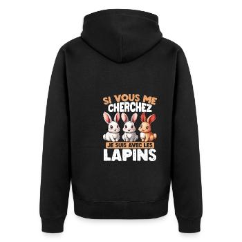 If you're looking for me, I'm with the rabbits - Unisex Premium Organic Zip Hoodie - black - Back - Nico (187cm)