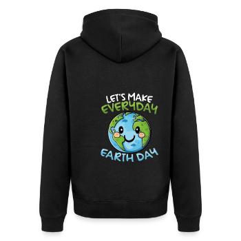 Let's Make Everyday Earth Day Cute Planet - Unisex Premium Bio Zip Hoodie - Schwarz - Hinten - Nico (187cm)