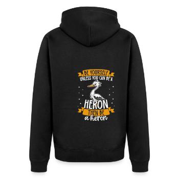 Sei du selbst, es sei denn, du kannst ein Reiher - Unisex Premium Bio Zip Hoodie - Schwarz - Hinten - Nico (187cm)