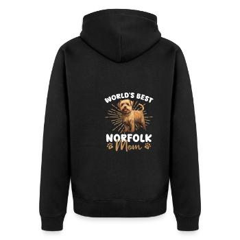 Norfolk Terrier Hund World's best Norfolk Mom - Unisex Premium Bio Zip Hoodie - Schwarz - Hinten - Nico (187cm)