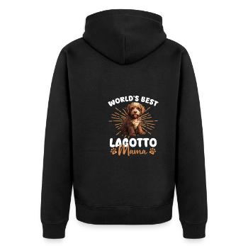 Lagotto Romagnolo Hund World's Best Lagotto mama - Unisex Premium Bio Zip Hoodie - Schwarz - Hinten - Nico (187cm)