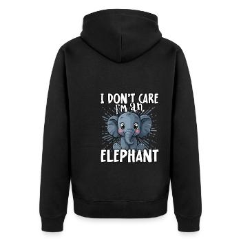 I don't care I'm an elephant - süßer Elefant - Unisex Premium Organic Zip Hoodie - black - Back - Nico (187cm)