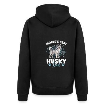 Husky sibérien Groovy Husky papa - Veste à capuche bio Premium Unisexe - noir - Dos - Nico (187cm)