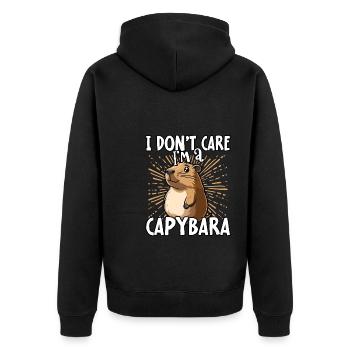I don't care I'm a capybara - sweet capybara - Unisex Premium Organic Zip Hoodie - black - Back - Nico (187cm)