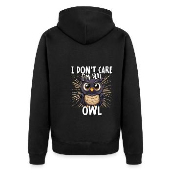 Je m’en fiche je suis un hibou - hibou mignon - Veste à capuche bio Premium Unisexe - noir - Dos - Nico (187cm)