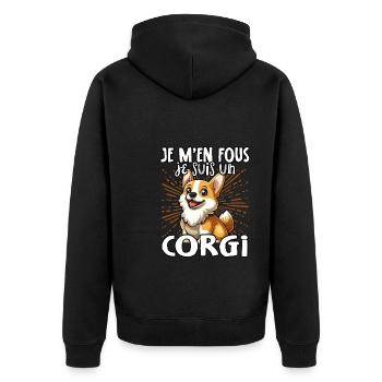 Je m’en fous je suis un Corgi - sweet corgi - Veste à capuche bio Premium Unisexe - noir - Dos - Nico (187cm)