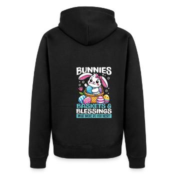 Bunny Baskets & Blessings Sweet Easter - Unisex Premium Organic Zip Hoodie - black - Back - Nico (187cm)